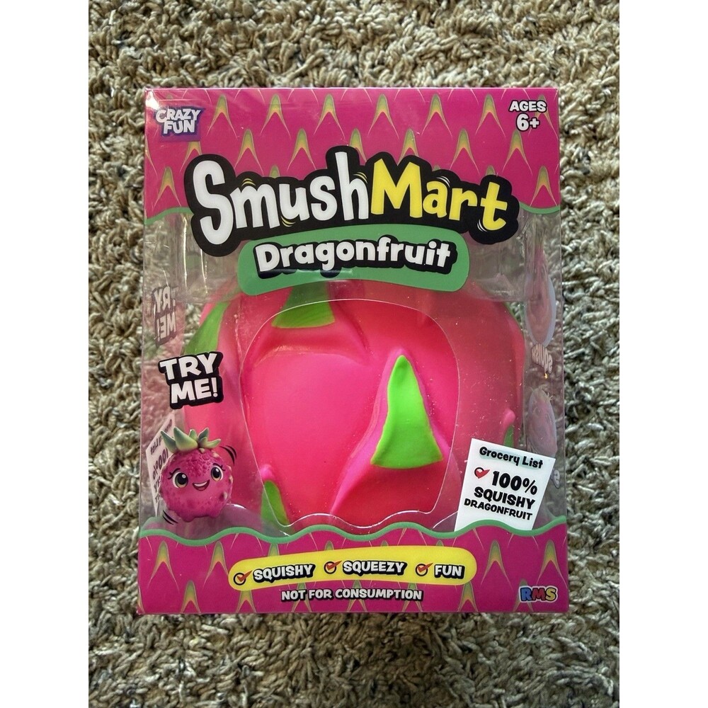 SmushMart Dragonfruit Squishy Tactile Squeeze Toy, Pink/Green